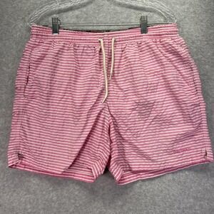 Barbour Swim Trunks Mens Large Pink White Striped Drawstring Shorts Mesh Lined